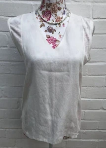 New Mango Top Blouse Small Ivory Part Linen Summer - Picture 1 of 9