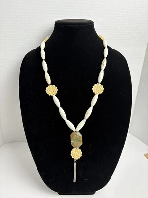 Collar BARSE Y Ágata Blanca Cuarzo Plata 925 Resina Boho Hippie Natural Foto 1 de 4