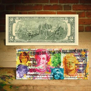 PRINCESS DIANA / MARILYN MONROE Candles in the Wind $2 US Bill - SIGNED by Rency - Picture 1 of 3