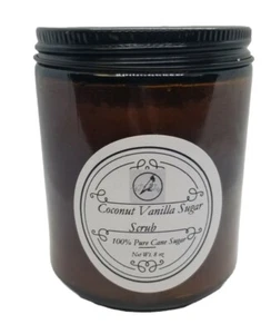 Coconut Vanilla Handmade Body 100% Pure Cane Sugar Scrub Body Polish Nourishing - Picture 1 of 4