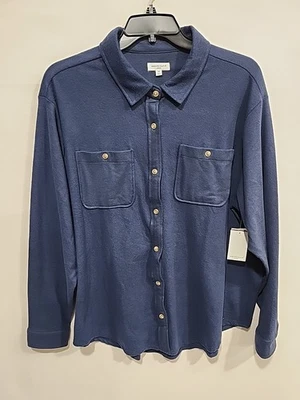 Westbound NWT Flannel Shirt Womens 3X Button-up Long-sleeve Dark Blue, Soft - Image 1 of 4