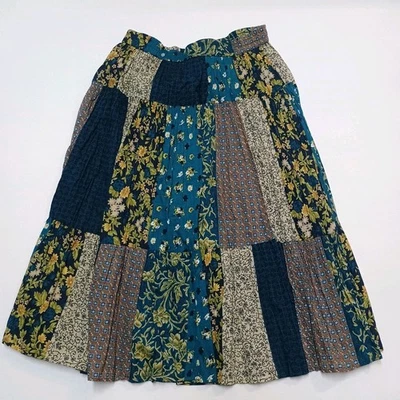 Maxi Falda Sag Harbor Petite Patchwork Azul Algodón Floral Mediana Foto 1 de 4