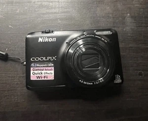 Nikon Coolpix S6500 Digital Camera 16MP, Black, 12X Zoom, WiFi, FOR PARTS - Picture 1 of 6