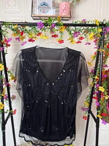 Sky Sequin Top | Size 3 (UK 12-14) | 100% Nylon | Excellent Condition - Picture 1 of 9