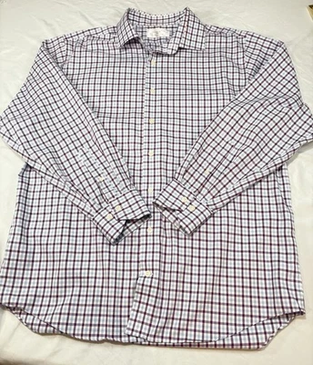 Lorenzo Uomo 17 1/2 34/35 Purple Blue Check Pattern Men Long Sleeve Shirt Cotton - Image 1 of 4
