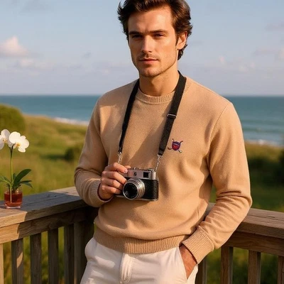 Suéter POLO Ralph Lauren Cachemira Pura Tostado Escudo de Golf Logo De Colección Para Hombres XL Foto 1 de 4