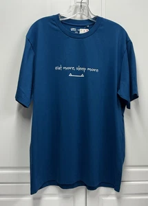NWT - UNIQLO UT x Pokemon Snorlax Eat More Sleep More SS Blue T Shirt - XL - Picture 1 of 11