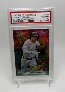 OSWALD PERAZA 2023 TOPPS CROMO LOGOFRATTORE FUTURE STARS Verde RC/99 PSA 10 - Foto 1 di 3
