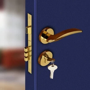 Full Brass Mortise Lock for Door Set with 3 Keys and Pull Handles Set of 1. - Picture 1 of 7