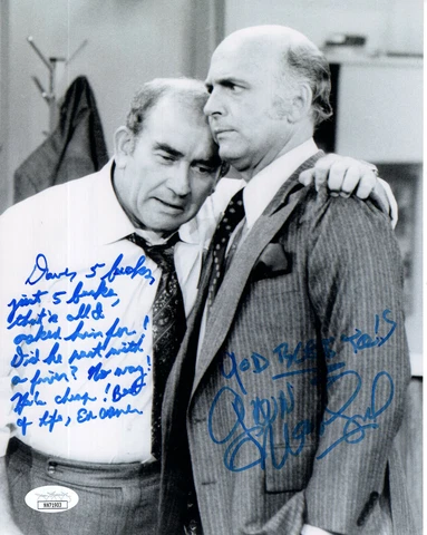 ED ASNER+GAVIN MACLEOD HAND SIGNED 8x10 PHOTO     SIGNED BY BOTH   TO DAVE   JSA Cover