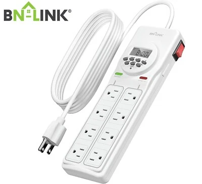 BN-LINK 8 Outlet Surge Protector with 7-Day Digital Timer Overload Protection - Image 1 of 4