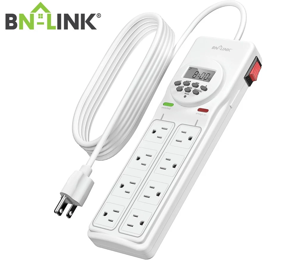 BN-LINK 8 Outlet Surge Protector with 7-Day Digital Timer Overload Protection - Image 1 of 4