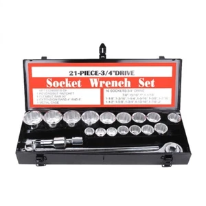 21-Piece 3/4" DR. Impact Socket Wrench Set Imperial Heavy Duty 7/8"-2" with Case - Picture 1 of 7
