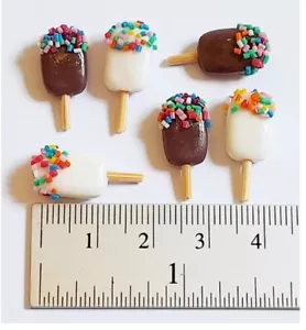 Barbi Dollhouse Miniature Food Mini Ice Cream Chocolate Sprinkles Mix Lot👻🧲6pc - Picture 1 of 12