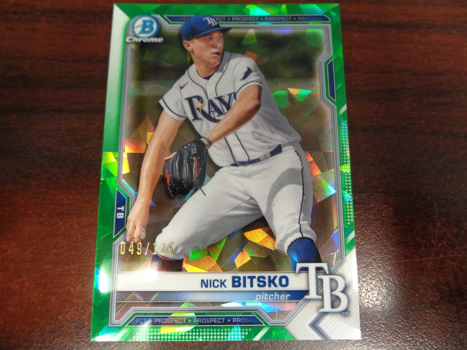 2021 Bowman Chrome Sapphire Nick Bitsko #'ed 49/125 GREEN Refractor-RAYS - Image 1 of 1
