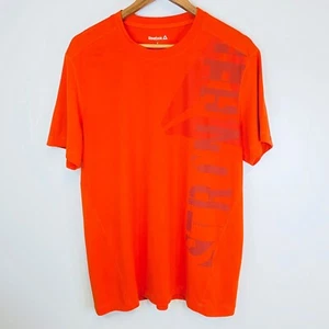 REEBOK Orange Play Dry Classic Fit T Shirt Mens Size L Bright Sport Gym Training - Picture 1 of 9