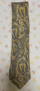 Robert Talbott Seven Fold Silk Tie - Paisley Gold and Blue Hand-Sewn in Italy - Picture 1 of 4