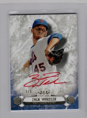 2016 TOPPS TIER ONE''SSSP''5/5''ZACK WHEELER''RED INK AUTO''BREAKOUT"PHILLIES" - Image 1 of 4