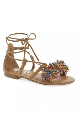 Sandalias planas de cuero verano STEVE MADDEN 7 Swizzle multicolor con flecos Foto 1 de 3