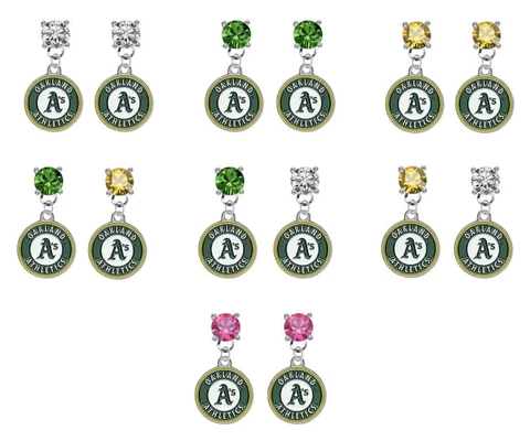 Oakland Athletics Crystal Bling Earrings Stud Post Dangle - Mix & Match Colors Cover
