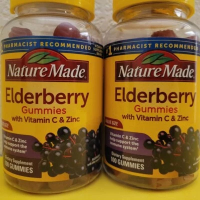 Nature Made Elderberry W/ Vitamin C & Zinc 100 Gummies Each 2 Pack NEW - Image 1 of 2