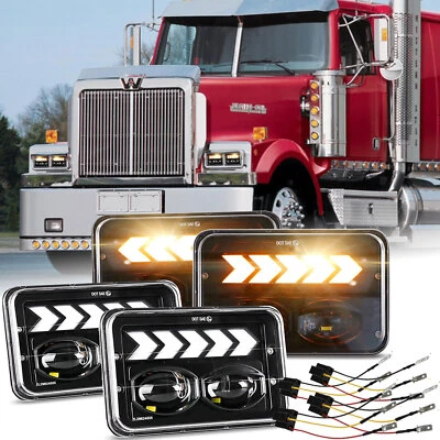 4 PIEZAS Lámparas para Western Star 4900 Semi Camión 4x6" Faros LED H4666 Vi-Lo Beam Foto 1 de 4
