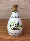 White Ceramic Olive Oil Decanter With Cork Stopper 6.5" Tall 