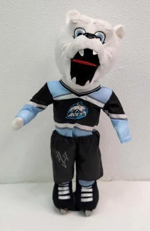 Alaska Aces Hockey Boomer Mascot Bear 3 Players Signed Uniform Plush Stuffed Toy Cover