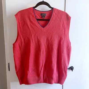 Brooks Brothers 346 Men's 100% Merino Wool V-Neck Sweater Vest Orange XL - Picture 1 of 4