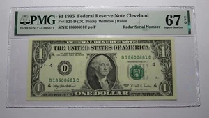 $1 1995 Radar Serial Number Federal Reserve Currency Bank Note Bill PMG UNC67EPQ - Picture 1 of 2