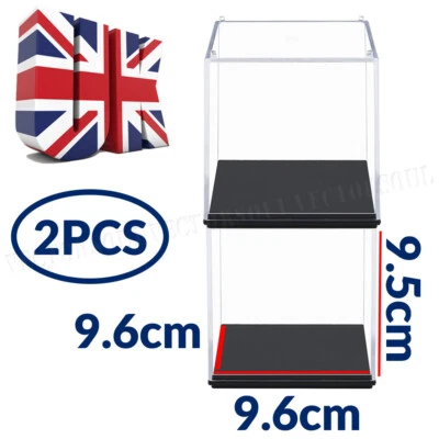 2PCS 9.6 cm Small Acrylic Display Case Dustproof Box Perspex Clear Collectibles