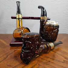 Vintage Avon Glass Pipe Aftershave Decanter 3pc Set w/Display Stand 70-80s