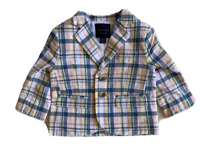 Blazer a Cuadros JANIE AND JACK Niños Mezcla de Lino Chaqueta Pascua Primavera Nuevo con Etiquetas 6-12 M Foto 1 de 4