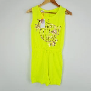 Red Melon Girls Size 13 Years Fluro Yellow Playsuit Printed Front Brand New Tags - Picture 1 of 22