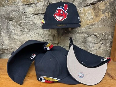 Cleveland Indians Wahoo New Era Fitted Club 59Fifty Feather Hat NAVY SOLID 2tone - Image 1 of 4