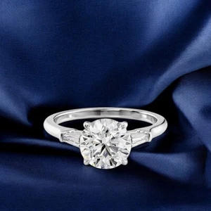 1.90 Ct Round Cut IGI Lab Created Diamond Certified Engagement Ring 950 Platinum - Picture 1 of 13