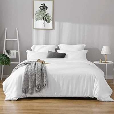 1000 TC 100%Egyptian Cotton White Solid Bedding Items Sheet Set/Duvet Set/Fitted - Image 1 of 4