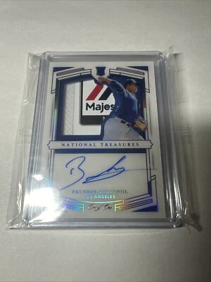 2020 Brusdar Graterol National Treasures Majestic Logo Patch Rookie Auto 1/1 - Image 1 of 2