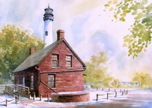 Faro y casa de guardián Cape Florida, Key Biscayne. Impresiones artísticas de James Mann - Imagen 1 de 2
