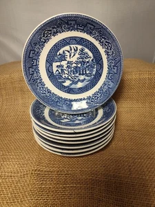 Juego de 8 platillos vintage Homer Laughlin azul sauce de 5 y 3/4 pulgadas - Imagen 1 de 9