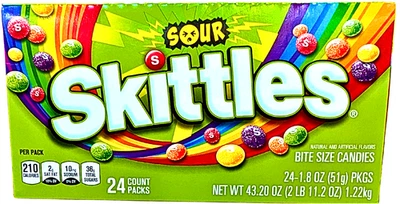 Caramelo masticable afrutado agrio Skittles tamaño completo 24 x 1,8 OZ EXP 09/2026 Foto 1 de 4