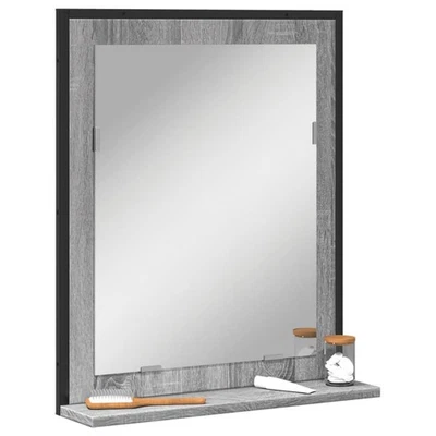 Bathroom Mirror with Shelf Grey Sonoma 50x12x60 cm Engineered Wood/Steel Glass. - Image 1 of 4