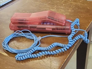 Vintage Swatch Twin Phone Clear Red / Pink with Blue 80s (Untested) - Picture 1 of 5