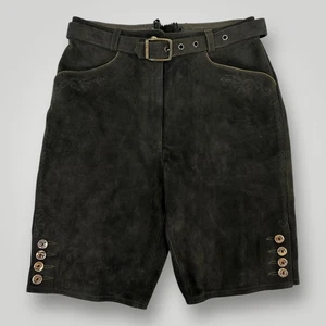 Buchberger Leder Shorts Mens EU 38 Genuine Leather German Button Embroidered - Picture 1 of 10