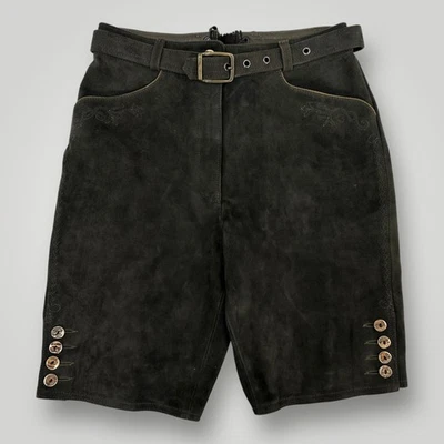 Buchberger Leder Shorts Mens EU 38 Genuine Leather German Button Embroidered - Image 1 of 4