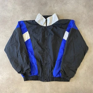 Chaqueta cortavientos MacGregor para hombre grande años 90 deportiva con cremallera, negra azul - Imagen 1 de 8
