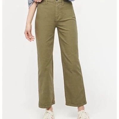 J Crew Slim Wide Leg Pant Olive Green Women's 27 - Image 1 of 4