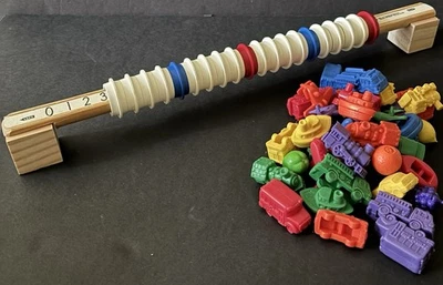 Math Abacus + 42 Math Manipulatives Counters Sorting Memory Game Mini Vehicles - Image 1 of 4