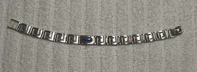 VINTAGE 925 Sterling Silver Greek Key Link Bracelet 7” With Blue Lapis stone 28g - Image 1 of 4