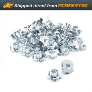 50PK - 3/8"-16 por 5/16" tuercas de inserción roscadas, tuerca en T chapada en zinc, 4 puntas - Imagen 1 de 6